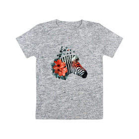 Детская футболка хлопок с принтом Зебра в Курске, 100% хлопок | круглый вырез горловины, полуприлегающий силуэт, длина до линии бедер | 