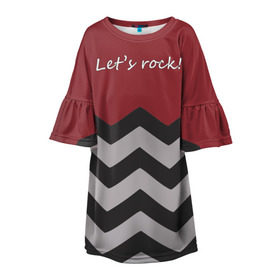 Детское платье 3D с принтом Let`s rock! в Курске, 100% полиэстер | прямой силуэт, чуть расширенный к низу. Круглая горловина, на рукавах — воланы | lets rock | twin peaks | давайте сделаем это | даян | даяна | диана | дэвид линч | карлик | твин пикс