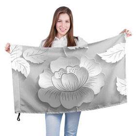 Флаг 3D с принтом Grey flowers в Курске, 100% полиэстер | плотность ткани — 95 г/м2, размер — 67 х 109 см. Принт наносится с одной стороны | 