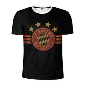 Мужская футболка 3D спортивная с принтом Бавария Мюнхен в Курске, 100% полиэстер с улучшенными характеристиками | приталенный силуэт, круглая горловина, широкие плечи, сужается к линии бедра | Тематика изображения на принте: fc bayern munchen | football | бавария | бавария мюнхен | германия | клуб | спорт | футбол | эмблема