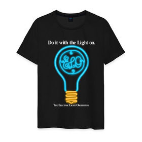 Мужская футболка хлопок с принтом The Electric Light Orchestra в Курске, 100% хлопок | прямой крой, круглый вырез горловины, длина до линии бедер, слегка спущенное плечо. | electric | electronic | elo | light | music | orchestra | музыка | электронная | эло