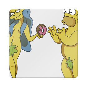 Магнит виниловый Квадрат с принтом Симпсоны в Курске, полимерный материал с магнитным слоем | размер 9*9 см, закругленные углы | bart | homer | love | simpsons | адам | барт | гомер | ева | любовь | мульт | мультфильм | пончик | симпсоны