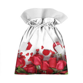 Подарочный 3D мешок с принтом Розы в Курске, 100% полиэстер | Размер: 29*39 см | flowers | gift | hearts | love | red | romantic | roses | valentines day | красные розы | сердечки