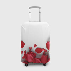 Чехол для чемодана 3D с принтом Розы в Курске, 86% полиэфир, 14% спандекс | двустороннее нанесение принта, прорези для ручек и колес | flowers | gift | hearts | love | red | romantic | roses | valentines day | красные розы | сердечки