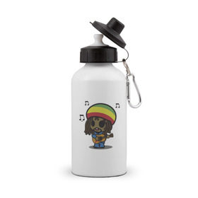 Бутылка спортивная с принтом Reggae в Курске, металл | емкость — 500 мл, в комплекте две пластиковые крышки и карабин для крепления | Тематика изображения на принте: bob marley | боб марли