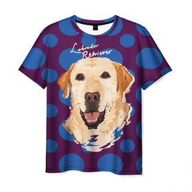 Мужская футболка 3D с принтом Лабрадор Ретривер в Курске, 100% полиэфир | прямой крой, круглый вырез горловины, длина до линии бедер | animal | dog | labrador retriever | pet | puppy | арт | животные | лабрадор | пес | собаки
