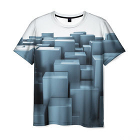 Мужская футболка 3D с принтом Кубическая текстура в Курске, 100% полиэфир | прямой крой, круглый вырез горловины, длина до линии бедер | abstract | abstraction | block | tessera | абстракция | кубики | текстура