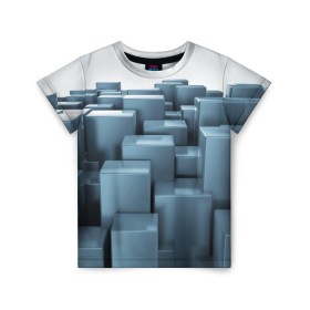 Детская футболка 3D с принтом Кубическая текстура в Курске, 100% гипоаллергенный полиэфир | прямой крой, круглый вырез горловины, длина до линии бедер, чуть спущенное плечо, ткань немного тянется | abstract | abstraction | block | tessera | абстракция | кубики | текстура