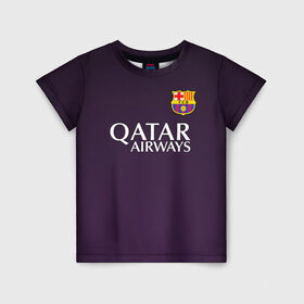 Детская футболка 3D с принтом Barcelona в Курске, 100% гипоаллергенный полиэфир | прямой крой, круглый вырез горловины, длина до линии бедер, чуть спущенное плечо, ткань немного тянется | Тематика изображения на принте: barca | barcelona | барса | барселона | футбол | футбольная форма