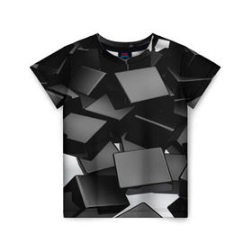 Детская футболка 3D с принтом Кубы материи в Курске, 100% гипоаллергенный полиэфир | прямой крой, круглый вырез горловины, длина до линии бедер, чуть спущенное плечо, ткань немного тянется | abstract | abstraction | block | tessera | абстракция | кубики | текстура