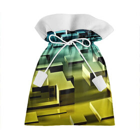 Подарочный 3D мешок с принтом Плавающие кубы в Курске, 100% полиэстер | Размер: 29*39 см | Тематика изображения на принте: abstract | abstraction | block | tessera | абстракция | кубики | текстура