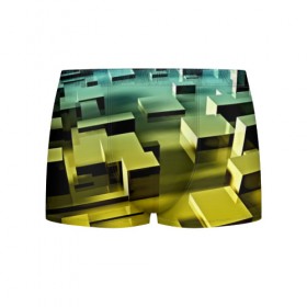 Мужские трусы 3D с принтом Плавающие кубы в Курске, 50% хлопок, 50% полиэстер | классическая посадка, на поясе мягкая тканевая резинка | abstract | abstraction | block | tessera | абстракция | кубики | текстура