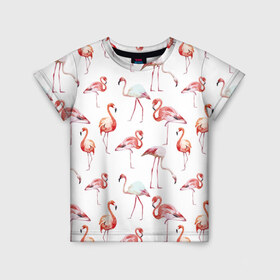 Детская футболка 3D с принтом Фламинго в Курске, 100% гипоаллергенный полиэфир | прямой крой, круглый вырез горловины, длина до линии бедер, чуть спущенное плечо, ткань немного тянется | vppdgryphon | арт | краска | прикольные | птицы | фламинго | цветные