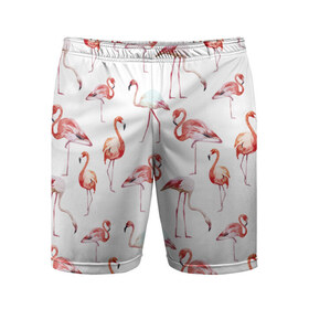 Мужские шорты 3D спортивные с принтом Фламинго в Курске,  |  | vppdgryphon | арт | краска | прикольные | птицы | фламинго | цветные