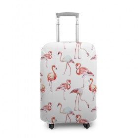 Чехол для чемодана 3D с принтом Фламинго в Курске, 86% полиэфир, 14% спандекс | двустороннее нанесение принта, прорези для ручек и колес | vppdgryphon | арт | краска | прикольные | птицы | фламинго | цветные