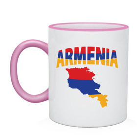 Кружка двухцветная с принтом Армения в Курске, керамика | объем — 330 мл, диаметр — 80 мм. Цветная ручка и кайма сверху, в некоторых цветах — вся внутренняя часть | armenia | азия | арарат | армения | армяне | армянин | кавказ | коньяк | патриот | страна