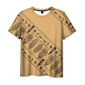 Мужская футболка 3D с принтом Tribal в Курске, 100% полиэфир | прямой крой, круглый вырез горловины, длина до линии бедер | Тематика изображения на принте: african | ethnic | tribal | африка | африканский | оранжевый | трайбал | узор | черный | этно