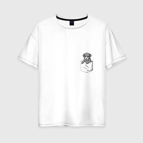 Женская футболка хлопок Oversize с принтом Карман в Курске, 100% хлопок | свободный крой, круглый ворот, спущенный рукав, длина до линии бедер
 | дог | карман | собака | щенок