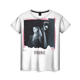 Женская футболка 3D с принтом Ariana Grande в Курске, 100% полиэфир ( синтетическое хлопкоподобное полотно) | прямой крой, круглый вырез горловины, длина до линии бедер | ariana grande