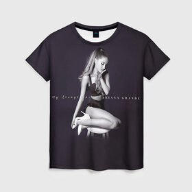 Женская футболка 3D с принтом Ariana Grande в Курске, 100% полиэфир ( синтетическое хлопкоподобное полотно) | прямой крой, круглый вырез горловины, длина до линии бедер | ariana grande