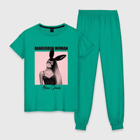 Женская пижама хлопок с принтом Ariana Grande в Курске, 100% хлопок | брюки и футболка прямого кроя, без карманов, на брюках мягкая резинка на поясе и по низу штанин | ariana grande