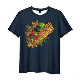 Мужская футболка 3D с принтом Сова - Фредди Крюгер в Курске, 100% полиэфир | прямой крой, круглый вырез горловины, длина до линии бедер | bird | freddy krueger | owl | когти | лапа | луна | ночь | пернатые | птица | сова