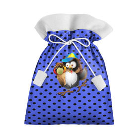 Подарочный 3D мешок с принтом Счастливый совенок в Курске, 100% полиэстер | Размер: 29*39 см | owl | summer | животные | лето | мороженое | полуночник | природа | сова | сыч | филин