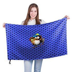 Флаг 3D с принтом Счастливый совенок в Курске, 100% полиэстер | плотность ткани — 95 г/м2, размер — 67 х 109 см. Принт наносится с одной стороны | owl | summer | животные | лето | мороженое | полуночник | природа | сова | сыч | филин