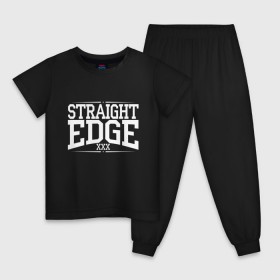 Детская пижама хлопок с принтом straight edge xxx в Курске, 100% хлопок |  брюки и футболка прямого кроя, без карманов, на брюках мягкая резинка на поясе и по низу штанин
 | drugfree | edge | hardcore | punk | sxe