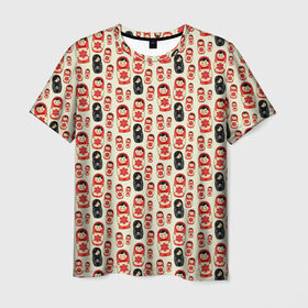 Мужская футболка 3D с принтом Матрешки и эмо в Курске, 100% полиэфир | прямой крой, круглый вырез горловины, длина до линии бедер | Тематика изображения на принте: матрешки | паттерн | россия