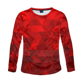 Женский лонгслив 3D с принтом Red pattern в Курске, 100% полиэстер | длинные рукава, круглый вырез горловины, полуприлегающий силуэт | геометрия | красный | треугольники