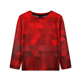 Детский лонгслив 3D с принтом Red pattern в Курске, 100% полиэстер | длинные рукава, круглый вырез горловины, полуприлегающий силуэт
 | геометрия | красный | треугольники