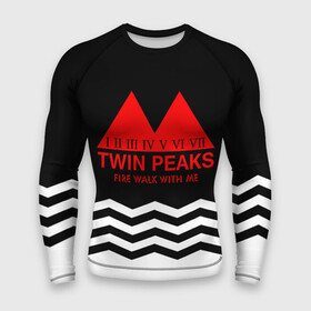 Мужской рашгард 3D с принтом ТВИН ПИКС в Курске,  |  | logo | twin peaks | арт | надпись | полосы | сериал | текстура | фильмы