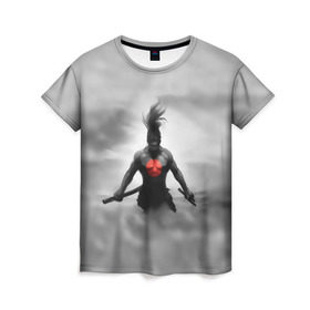 Женская футболка 3D с принтом Самурай в Курске, 100% полиэфир ( синтетическое хлопкоподобное полотно) | прямой крой, круглый вырез горловины, длина до линии бедер | ниндзя | самурай | туман | япония