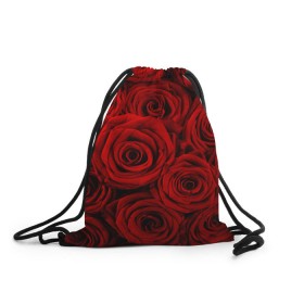 Рюкзак-мешок 3D с принтом Красные розы в Курске, 100% полиэстер | плотность ткани — 200 г/м2, размер — 35 х 45 см; лямки — толстые шнурки, застежка на шнуровке, без карманов и подкладки | Тематика изображения на принте: букет | красный | розы | цветы