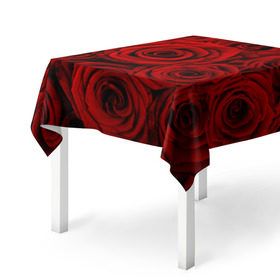 Скатерть 3D с принтом Красные розы в Курске, 100% полиэстер (ткань не мнется и не растягивается) | Размер: 150*150 см | Тематика изображения на принте: букет | красный | розы | цветы