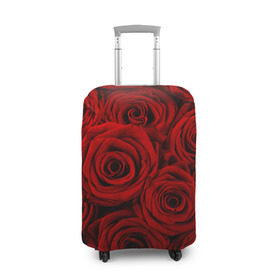 Чехол для чемодана 3D с принтом Красные розы в Курске, 86% полиэфир, 14% спандекс | двустороннее нанесение принта, прорези для ручек и колес | букет | красный | розы | цветы
