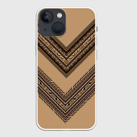 Чехол для iPhone 13 mini с принтом Tribal V shape в Курске,  |  | african | ethnic | tribal | африка | африканский | бежевый | трайбал | узор | черный | этно