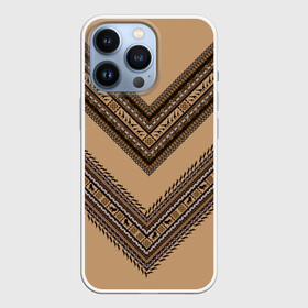 Чехол для iPhone 13 Pro с принтом Tribal V shape в Курске,  |  | Тематика изображения на принте: african | ethnic | tribal | африка | африканский | бежевый | трайбал | узор | черный | этно