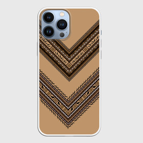 Чехол для iPhone 13 Pro Max с принтом Tribal V shape в Курске,  |  | Тематика изображения на принте: african | ethnic | tribal | африка | африканский | бежевый | трайбал | узор | черный | этно