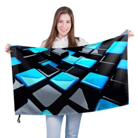 Флаг 3D с принтом Абстрактные кубы в Курске, 100% полиэстер | плотность ткани — 95 г/м2, размер — 67 х 109 см. Принт наносится с одной стороны | 