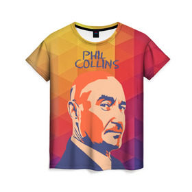 Женская футболка 3D с принтом Phil Collins в Курске, 100% полиэфир ( синтетическое хлопкоподобное полотно) | прямой крой, круглый вырез горловины, длина до линии бедер | phil collins | актер | альтернатива | британский певец | музыкант | рок