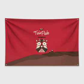 Флаг-баннер с принтом Добро пожаловать в Twin Peaks в Курске, 100% полиэстер | размер 67 х 109 см, плотность ткани — 95 г/м2; по краям флага есть четыре люверса для крепления | дьявол | крафт | плакат | ретро | сова | твин пикс