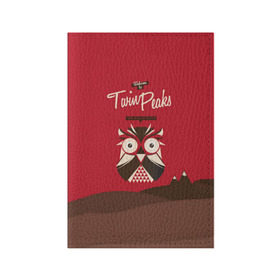 Обложка для паспорта матовая кожа с принтом Добро пожаловать в Twin Peaks в Курске, натуральная матовая кожа | размер 19,3 х 13,7 см; прозрачные пластиковые крепления | дьявол | крафт | плакат | ретро | сова | твин пикс