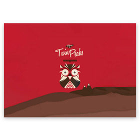 Поздравительная открытка с принтом Добро пожаловать в Twin Peaks в Курске, 100% бумага | плотность бумаги 280 г/м2, матовая, на обратной стороне линовка и место для марки
 | Тематика изображения на принте: дьявол | крафт | плакат | ретро | сова | твин пикс