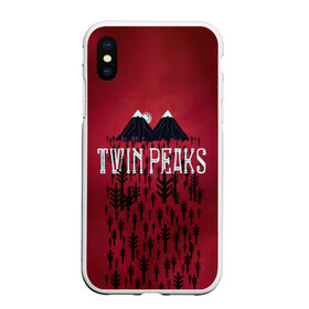 Чехол для iPhone XS Max матовый с принтом Лес Twin Peaks в Курске, Силикон | Область печати: задняя сторона чехла, без боковых панелей | горы | надпись | ретро | твин пикс