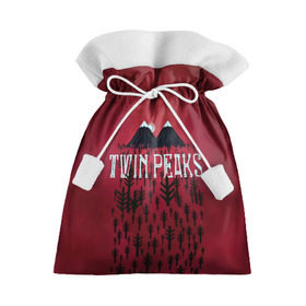 Подарочный 3D мешок с принтом Лес Twin Peaks в Курске, 100% полиэстер | Размер: 29*39 см | горы | надпись | ретро | твин пикс
