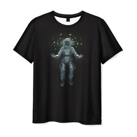 Мужская футболка 3D с принтом Космонавт с Бабочками в Курске, 100% полиэфир | прямой крой, круглый вырез горловины, длина до линии бедер | астронавт | время первых | вселенная | гагарин | галактика | гравитация | звезды | интерстеллар | космический | луна | магия | млечный путь | невесомость | полет | скафандр | черная дыра