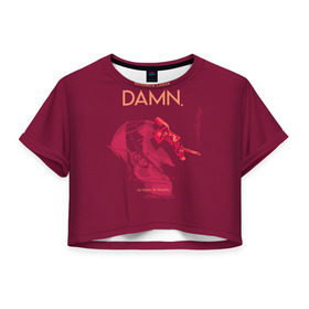 Женская футболка 3D укороченная с принтом Damn в Курске, 100% полиэстер | круглая горловина, длина футболки до линии талии, рукава с отворотами | kendrick lamar | кендрик ламар | рэп. | хип хоп