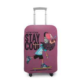 Чехол для чемодана 3D с принтом Stay cool в Курске, 86% полиэфир, 14% спандекс | двустороннее нанесение принта, прорези для ручек и колес | baseball cap | beard | city | cool | extreme | headphones | hipster | movement | new york | skateboard | speed | sport | stay cool | крутой | скейтборд | хипстер